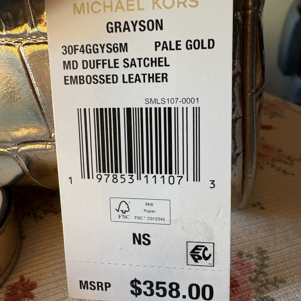 Michael Kors Metallic Gold Embossed Satchel - Picture 2 of 13